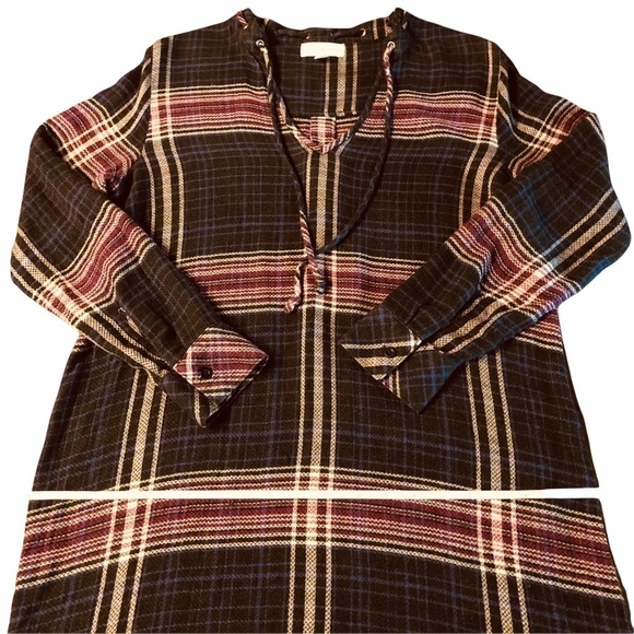 CLOTH & STONE - WOMENS PRETTY PLUM AND PLAID PULLOVER TUNIC SIZE MEDIUM - Picture 12 of 15